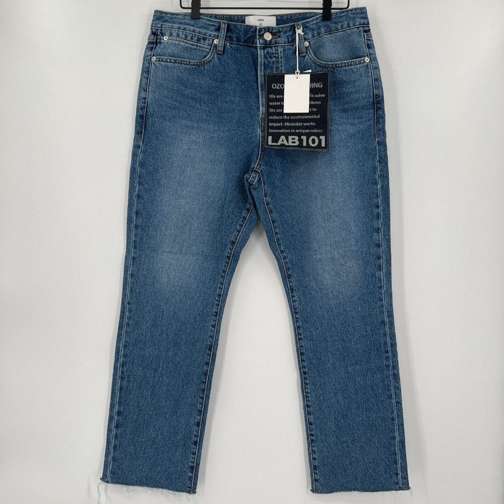 LAB 101 Men's Stone Nano O3 Ozone Jeans Relaxed Straight Fit 100% Cotton 34x30